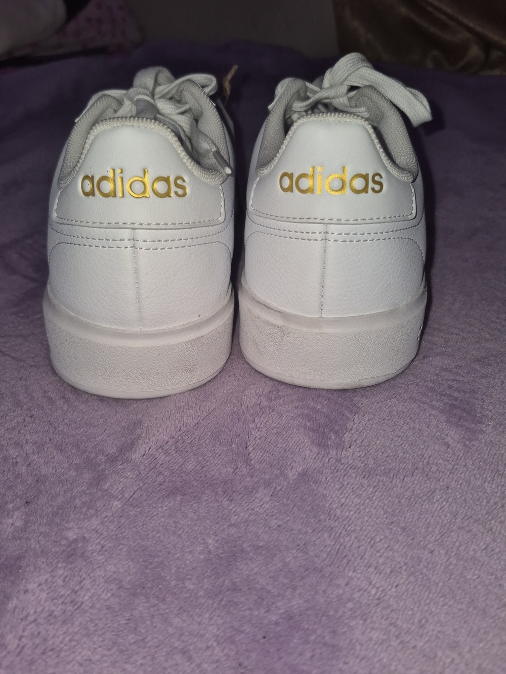 Adidas Men's White Sneakers with Gold Logo